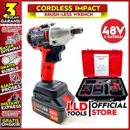 BOSCH GDS 18V GDR - JLD MESIN BOR IMPACT WRENCH CORDLESS 48V 2 BATTERY BRUSHLESS JV88 - ALAT BUKA BAUT RODA MOTOR MOBIL TRUK PORTABLE BATERAI J.LD TOOL HUJIA BUKAN MAKITA GTOOLS