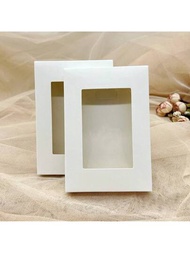 10入組白色硬紙板和透明pvc窗口珠寶包裝展示盒,diy手工禮品包裝盒,適用於節日
