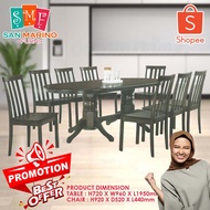 Songket CDC131C TDT 3978 1+8 Seater 6.5 Feet Solid Wood Dining Set Kayu High Quality Turkey Fabric Chair
