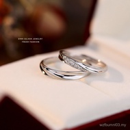 Pure Silver Ring s999 Simple Valentine's Day Holiday Pair Ring Together Love River Sterling Silver R