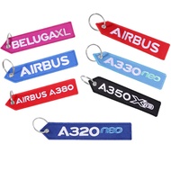 AIRBUS A380 Keychain Double-sided Embroidery A320 Aviation Key Ring Chain for Aviation Gift Strap Lanyard