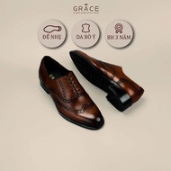 Giày Tây Nam Da Thật Oxford Brogue – Grace New Classic 2803 Nâu | Đủ Size 37–46 | Màu Đen & Nâu – Êm