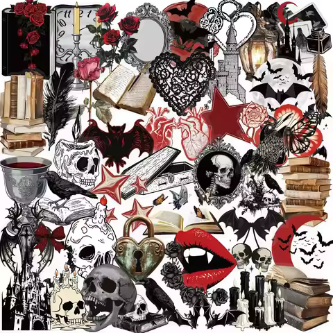 50 Pcs Gothic Horror Theme Stickers Pack Decorate Phone Skate Helmet Bicycle Cup Suitcase Guitar Fri