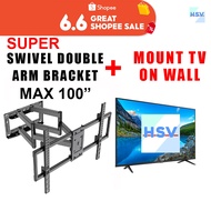 Heavy duty swivel double arm mount bracket include install tv package 50 inch to 100 inch tv mount wall mount tv bracket