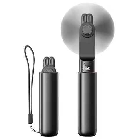 Portable Fan Mini Cute Handheld Fan LED Display USB 2000mAh Recharge Hand Held Small Pocket Fan with