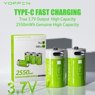 YOPPEN CR123A RCR123 16340 3.7V Rechargeable Battery Type-c Fast Charge 2550mWh lithium Batteries Fo
