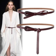 Genuine Leather Thin Belt Female Designer Dress Belts For Women Waist Long Knot Corset Ceinture Femme Waistband Cinturon