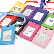 PU ID Certificate Bus Door Credit Card Bag Student Lanyard Card Holder Slim Wallet Zipper Coin Purse