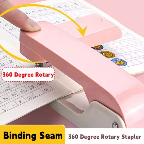 Portable Metal Stapler Use 24/6 26/6 Staples 360 Degree Rotary Long Stapler Effortless Bookbinding M