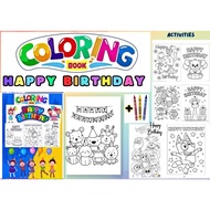 HAPPY BIRTHDAY THEME COLORING ACTIVITY BOOK – FUN GIFT, BIRTHDAY GIVEAWAY, PARTY LOOT BAG FOR KIDS
