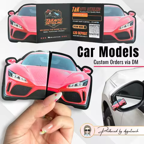 3D Pop Up Cards for Business Custom Any Shape Car Shape for Car Wash Business Promotion 3-Fold Gloss