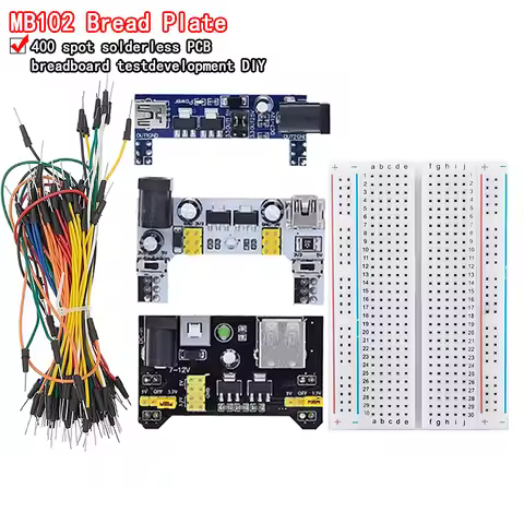 3.3V/5V MB102 Breadboard power module+ 400 points Solderless Prototype Bread board kit +65 Flexible 