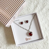 Lovisa Love Ruby Jewelry Necklace Earring | Subang Fesyen Rantai Leher 耳环 项链