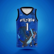 Pokémon print V-neck sports jersey