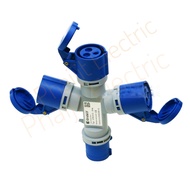 ปลั๊กแยกสามทาง EUNOS HTN1013 (2P+E) 16A IP44 EUNOS PLUG" HTN1013 ปลั๊กกระจายไฟเข้า 1 ออก 3 2P+E 16A 