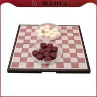 [Blesiya] Checkers Board Game Set Magnetic Strategy Folding Portable High Quality Plastic Draughts S