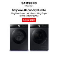 [Bespoke AI Laundry Bundle] Samsung WW12BB944DGBSP 12kg Washer + DV10BB9440GBSP 10kg Dryer (Free Sta