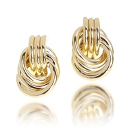 JeanBeau Statement Gold Knot Stud Earrings for Women Chunky Trendy Lightweight Hollow Twisted Dangle
