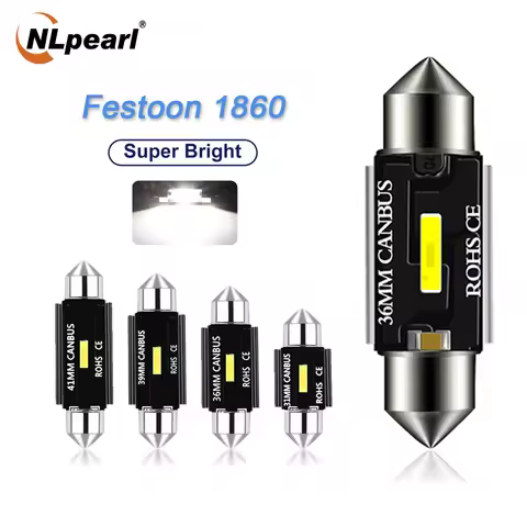 NLpearl 2x Signal Lamp C5W LED CSP 1860 Canbus Bulb 31mm 36mm 39mm 41mm Festoon Light C10W LED Auto 