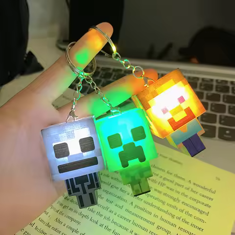 1/5pcs Minecraft keychain pixel glowing creative block student new backpack pendant car decoration g