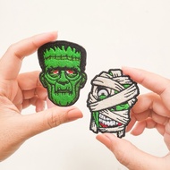 Halloween COSTUME IRON PATCH / FRANKENSTEIN EMBLEM / MUMMY BADGE EMBROIDERY