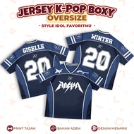 Kpop Boxy Oversize Full Print Jersey | Aespa Streetwear Y2K Premium Milano & Embossed Material