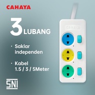 Stop Kontak Kabel Saklar/STOP KONTAK GEPENG SNI 3/4/5 Lubang&1.5/3/5M/CAHAYA SC-793/4/5