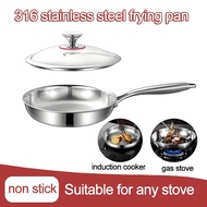 Frying Pan with cover Non Stick 316 Stainless Steel Induction compatible Cookware for kitchen