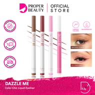 Dazzle ME Color-Chic Liquid Eyeliner Indonesia/Eyeliner 1.1g/Unique &amp; Daily Use/Beginer Friendly Tip/Waterproof &amp; Smudgeproof/Pigmented/Warna 01 Brown Town/02 r u RED-Ish/03 Pink Perfect /04 Wyd/eye Liner/Cosmetic Eyes Makeup Series