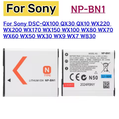 NP-BN1 NP-BN Battery for SONY DSC-QX100 QX30 QX10 WX220 WX200 WX170 WX150 WX100 WX80 WX70 WX60 WX50 