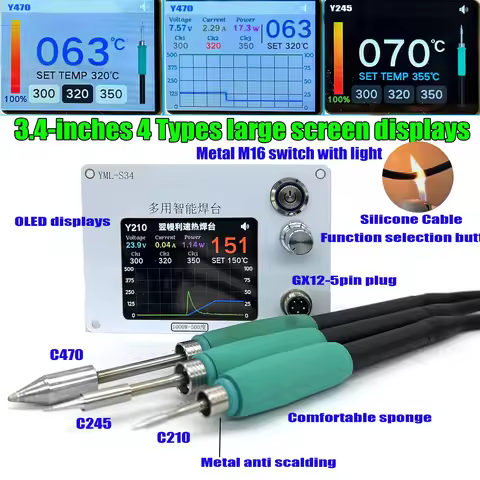 DC 24V/48V for T12 C245 C210 C115 Control Board 3.5-in 4 Display Interfaces Electric Soldering Iron 