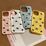 Fashion 3D Wrinkled Texture Ink Splashing Black Butterfly Pattern Case For Realme C63 C65S C55 C53 C