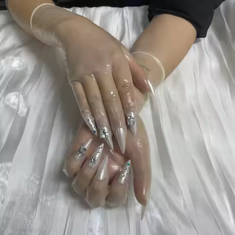 Women's Oil Shiny Transparent Super Thin Latex Zentai Glove Fetish Crossdress Men's Sheer Cosplay Ki