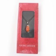 Unused item☆Georg Jensen 2001 Year Pendant AG925 Amber Necklace, unopened, silver, orange, with box,