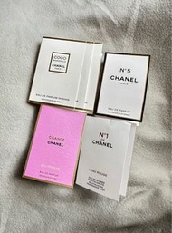 CHANEL Coco Mademoiselle Intense spray, N5 No.5, Chance Eau Tendre (pink), N1 No.1 L’eau Rouge Revitalizing Frangrance Mist (1.5ml) perfume vaporisateur sample tester travel size 香奈兒 摩登COCO可可小姐馥郁香水, N°5 5號, 機遇柔情粉紅瓶子 粉紅邂逅, N°1 1號 迷你 香水香氛香薰 淡香精 旅行試用噴霧體驗裝 版仔