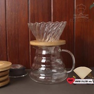 CookStory❤ Borosilicate Glass Coffee Pot Set Coffee Dripper Glass Coffee Filter Cup Hand-Pour Coffee