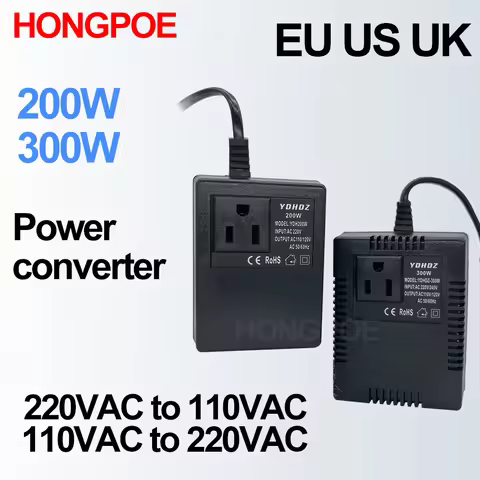 200W 300W Voltage Converter - Step Down - 220v to 110v Ro 110v to 220v Travel Power Converter - Buil
