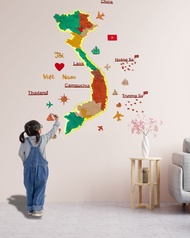 Tranh bản đồ gỗ dán tường Việt Nam 34 Tỉnh thành mới nhất có LED