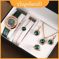 Ladies Dial Green Quartz Watch With Stylish Alloy Case And Jewelry Coherent Collection