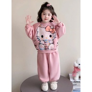 THICK Flannel SET FOR GIRLS KITTY CAT MODEL BEAR PANTS WITH POCKETS SZ 14- 43 KG