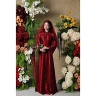 Ao dai, bridal ao dai with peach bamboo brocade, light surface, delicate and elegant hidden woven pa