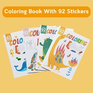 Coloring Book With 92 Stickers Free Cute Cartoon Patterns Practice Skills