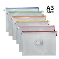 PVC Waterproof Mesh Zipper Bag A3 - 12pcs