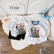 Mischievous short sleeve houd set, cotton shirt, soft khaki pants for baby Bernie