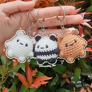 GANTUNGAN Amigurumi Crochet We Bare Bears Keychain | We Bare Bears Character Knitted Keychain