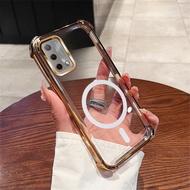 Case For OPPO A74 A95 4G Shockproof  Mirror Stand Anti-Fall Plating Soft Phone Case With Camera Lens