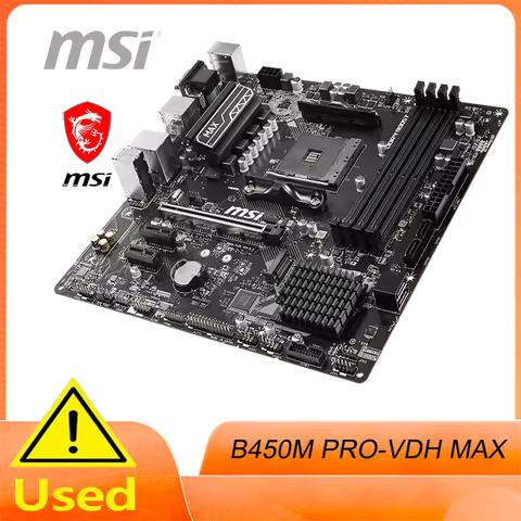 MSI PRO B450M PRO-VDH MAX AM4 AMD B450 Micro ATX AMD Motherboard