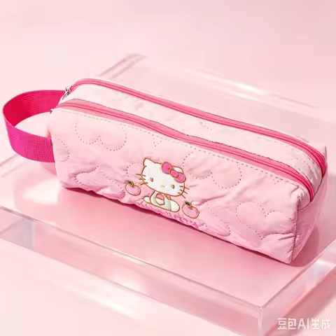 Sanrio pencil bag kawaii cartoon character Hello kitty kuromi double layer large capacity portable s