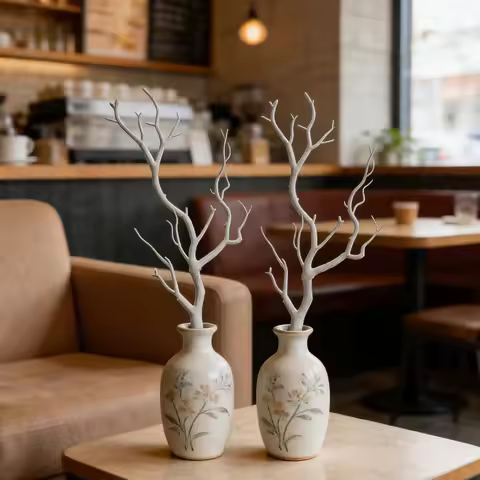 2Pcs Faux White Tree Branches Simulated Birch Stems for Vase Decorative Twigs Christmas Floral Stick