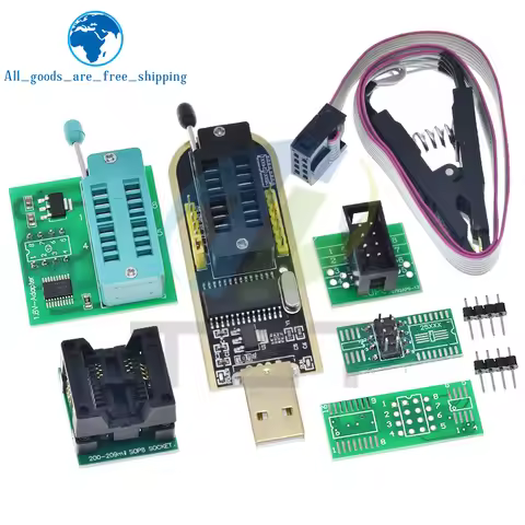 TZT CH341A CH341B 24 25 Series EEPROM Flash BIOS USB Programmer Module SOIC8 SOP8 Test Clip For EEPR